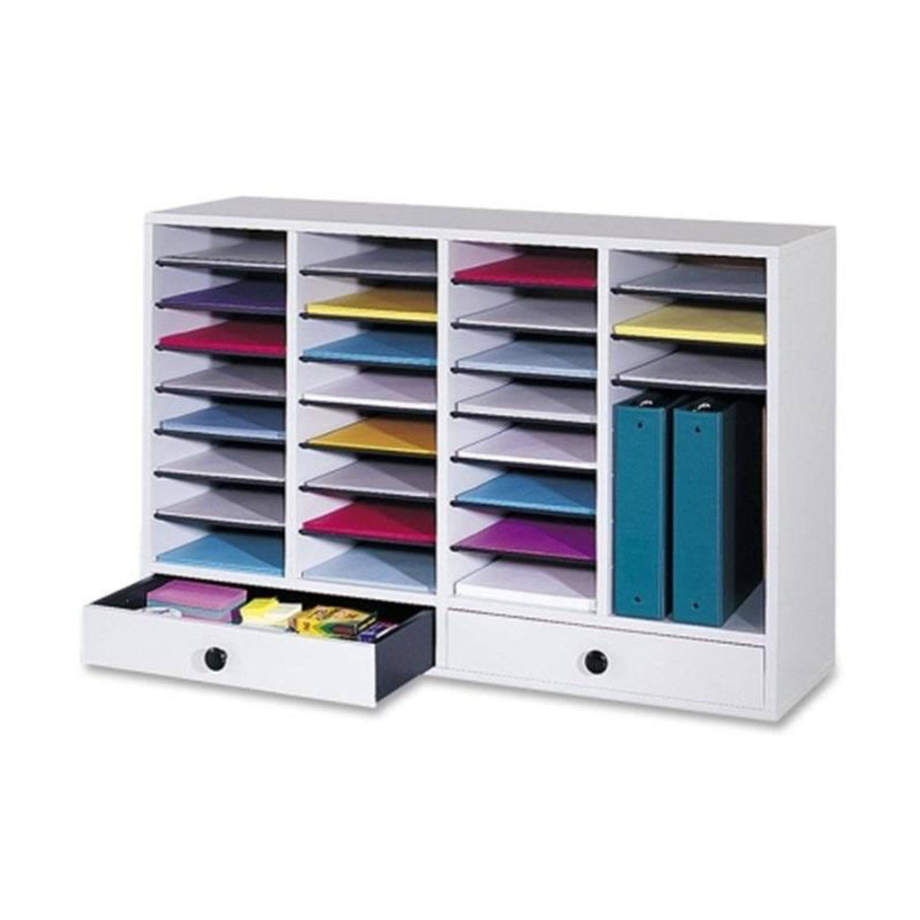 Gray 32 Compartment Letter Sorter with 2 Drawers Z1916