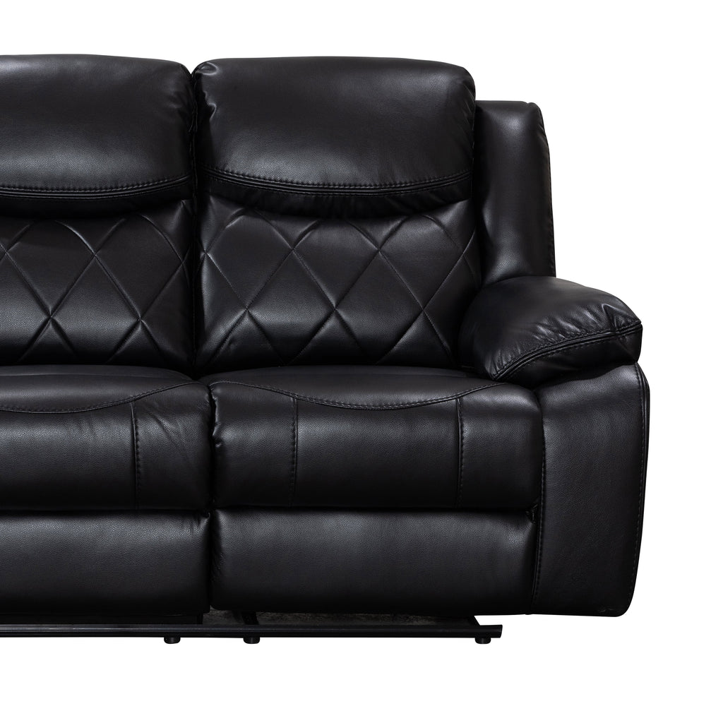 Black Faux Leather Power Reclining Sofa E29494