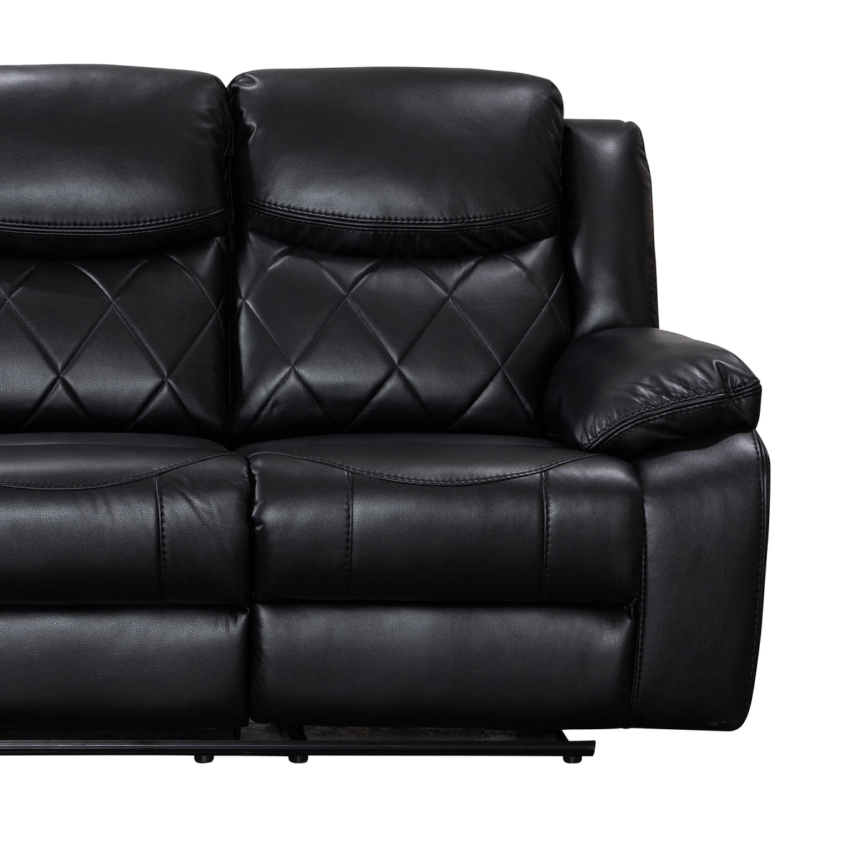 Black Faux Leather Power Reclining Sofa E29494