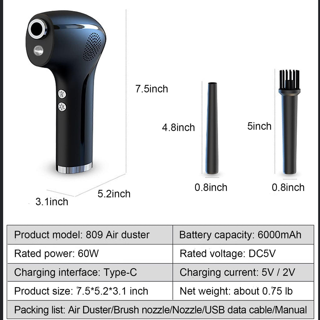 Cordless Electric Air Duster with LED Lighting, 6000mAh, 45000RPM B90988