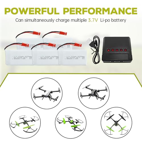 5PCS 3.7V 1200mAh 30C Lipo Battery with 5in1 Charger JST Plug P4578