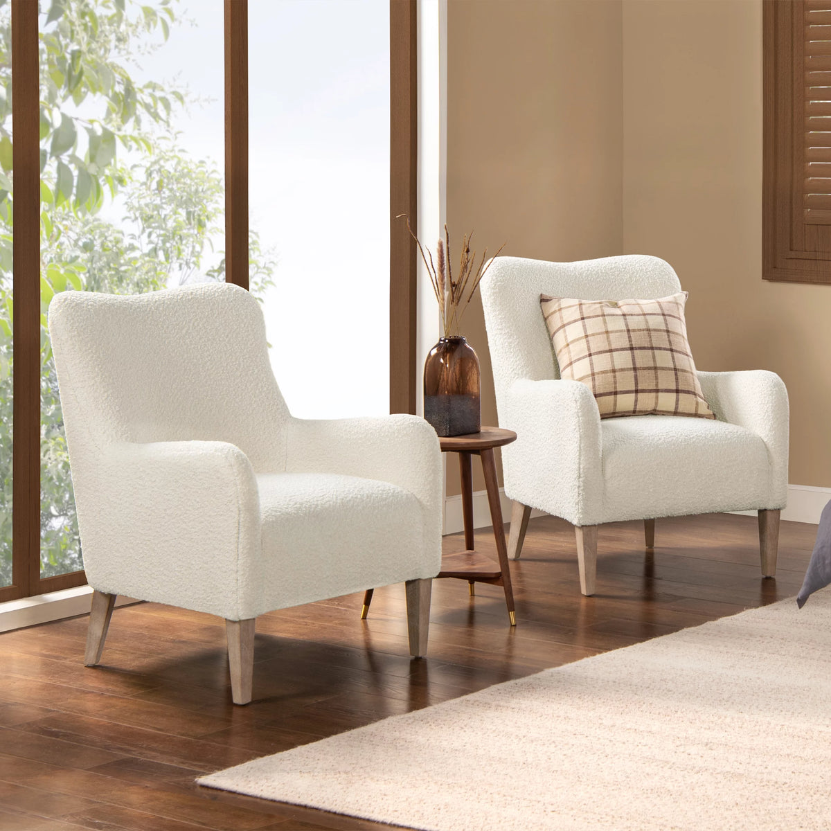 Ivory White Boucle Accent Chair L451731