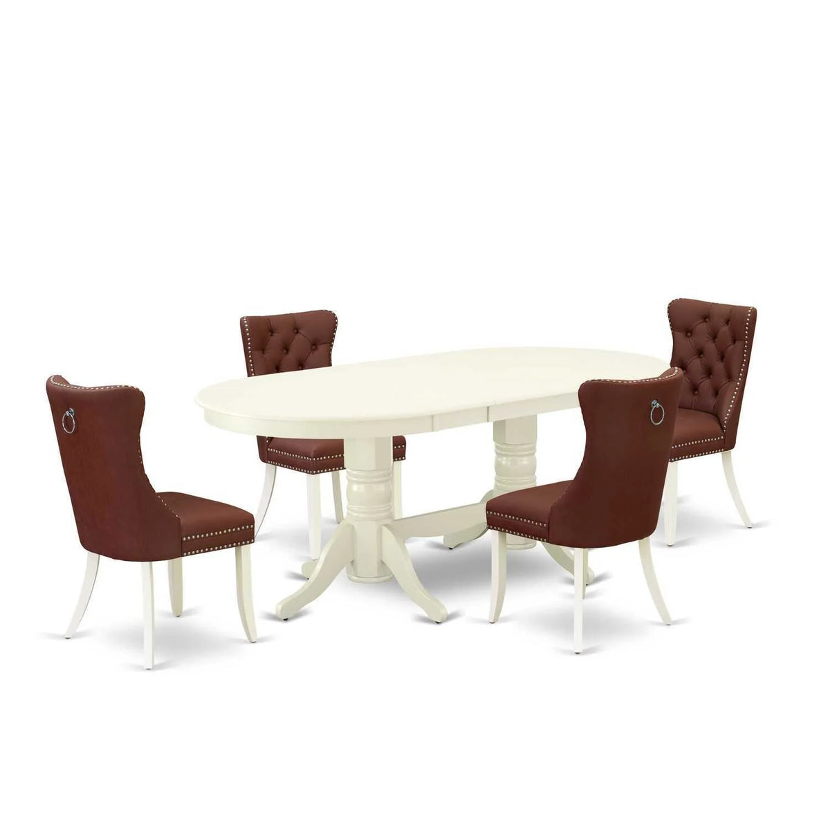 5 Piece Dinette Set with Oval Dining Table and 4 Upholstered Chairs I124846