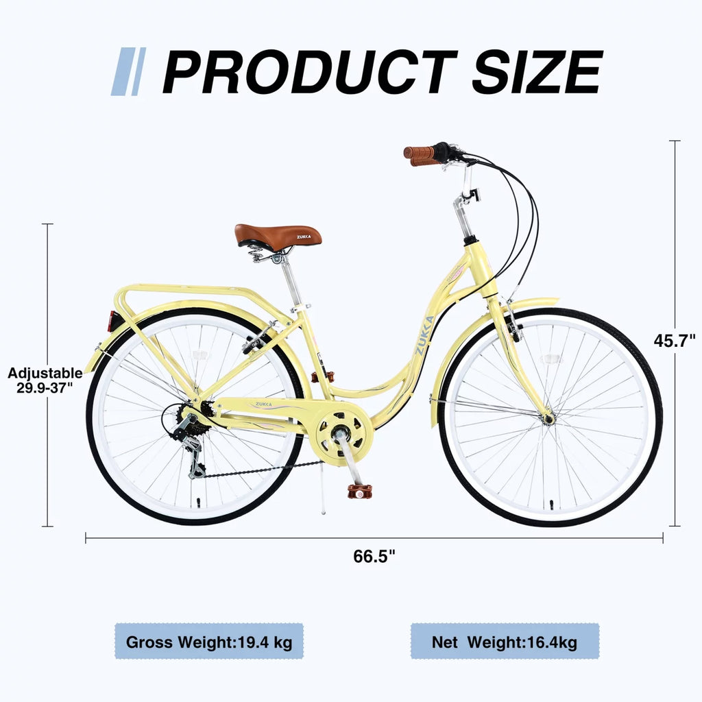 26 inch 7 speed Yellow Beach Cruiser Bike X485