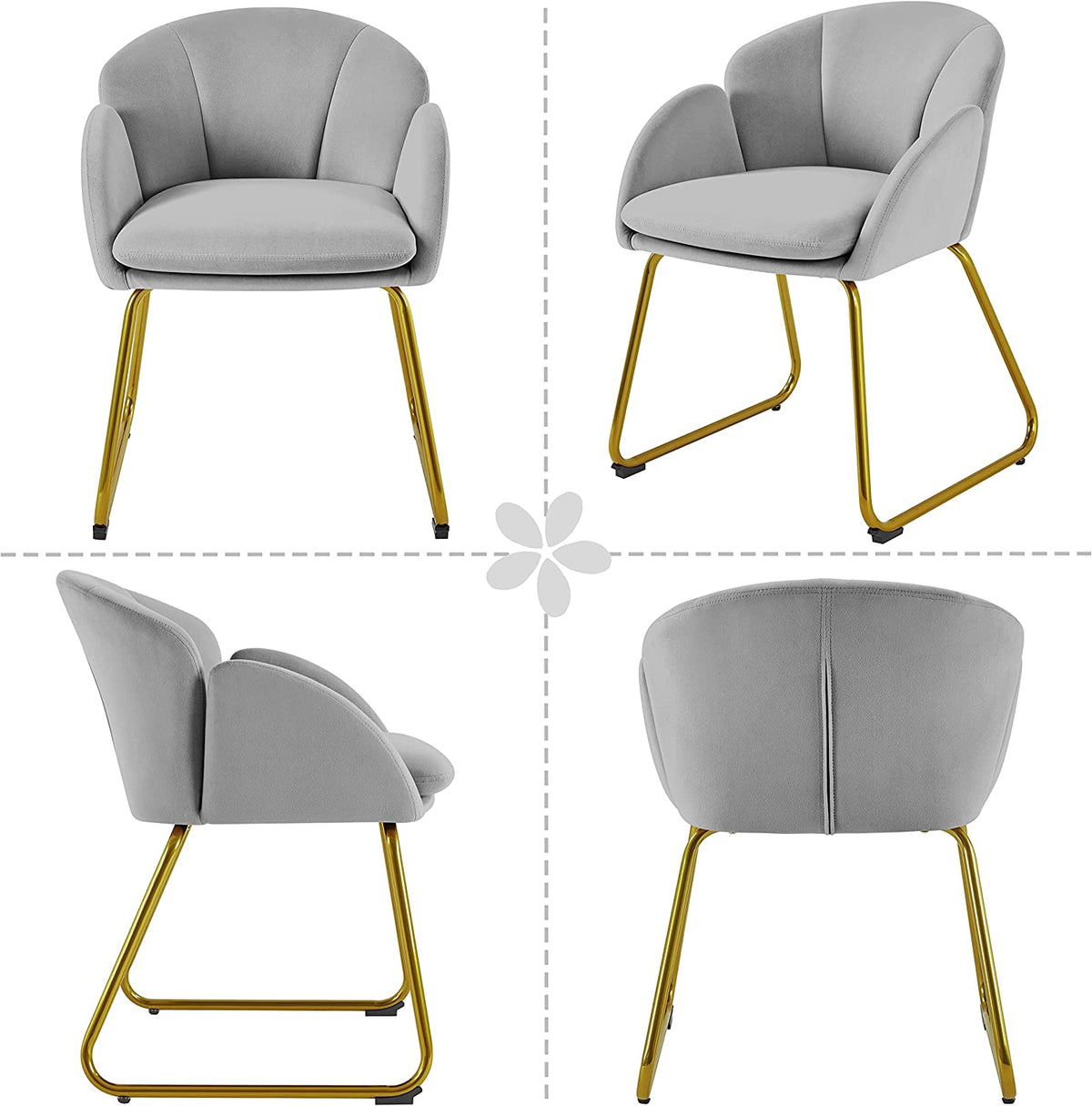 Gray Velvet Armchair with Golden Metal Legs W792