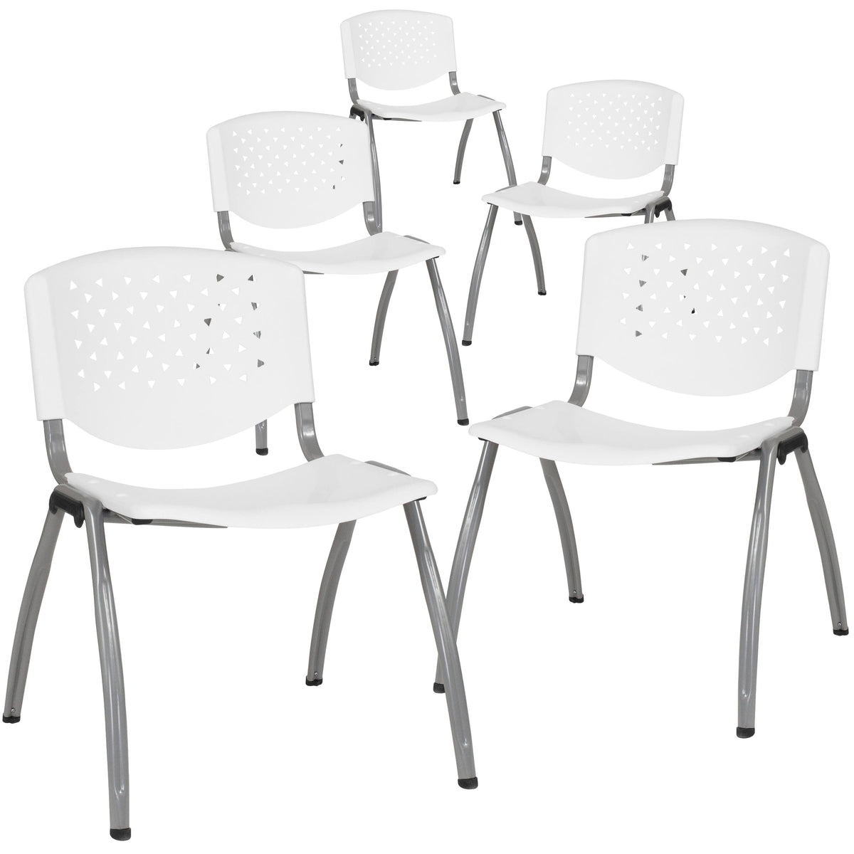 Green Plastic Stack Chair with Titanium Frame A243