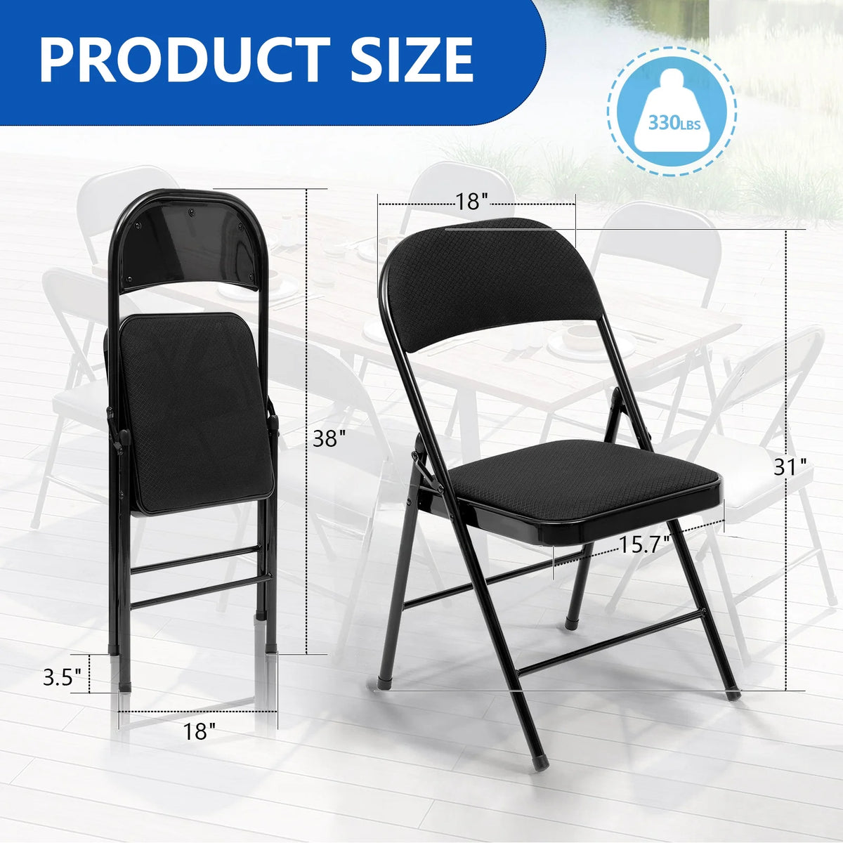 Black Fabric Upholstered Folding Chairs 6 Pack R839818