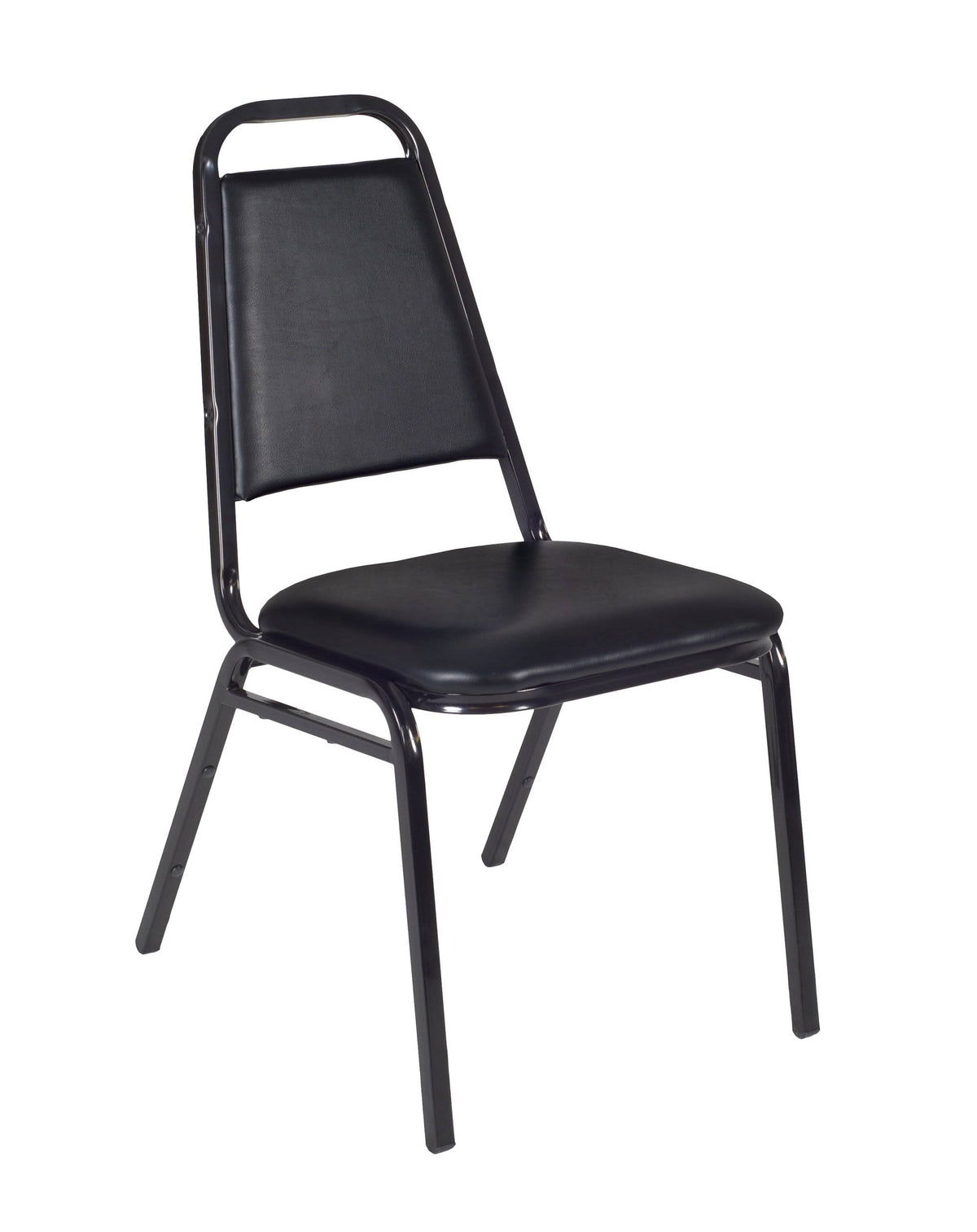 Cherry Square Breakroom Table & 4 Black Stack Chairs M2521
