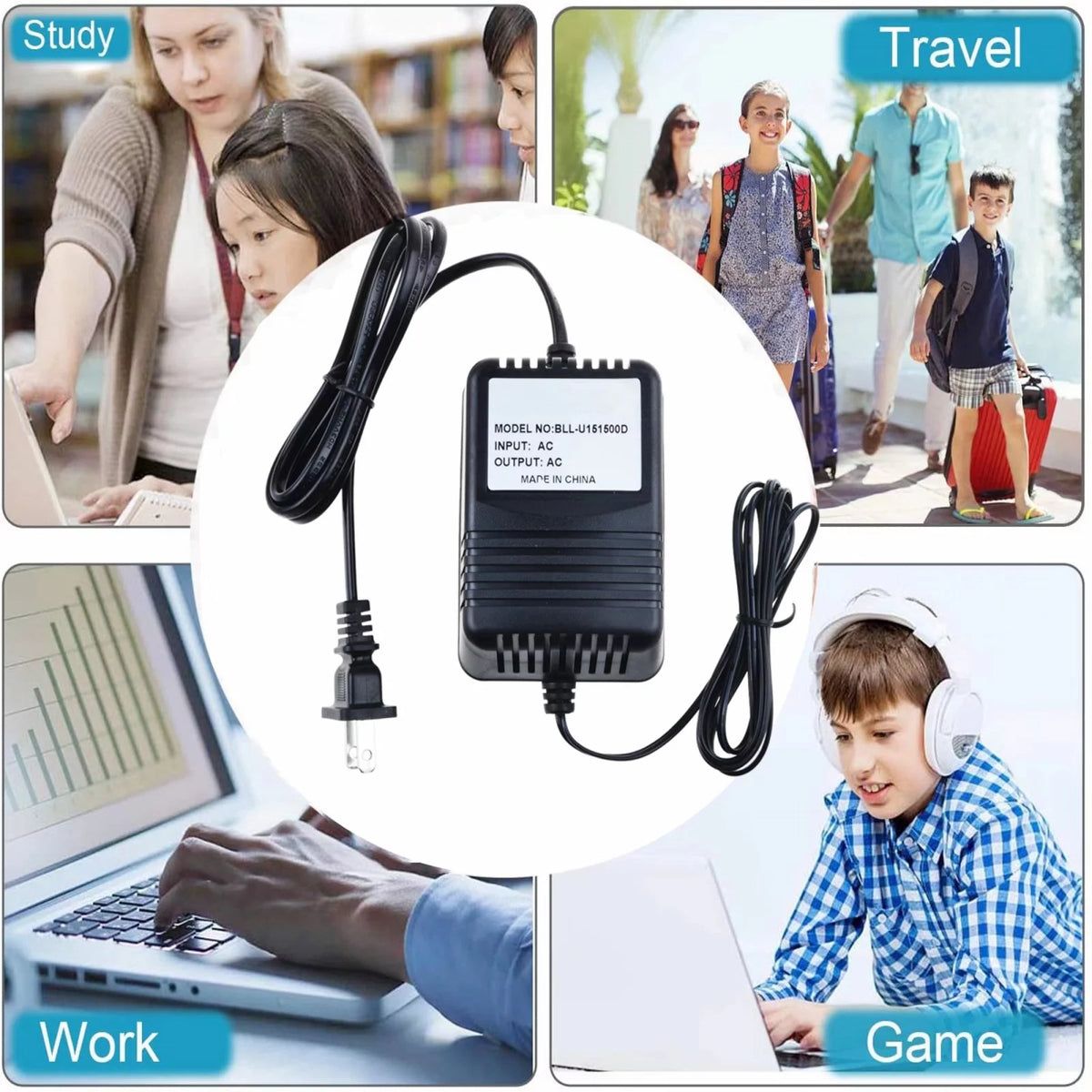 12V AC to AC Adapter Charger Power Supply Cord E677