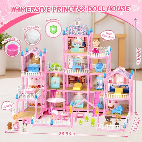 4-Story 15 Rooms Doll House with 2 Dolls O66852