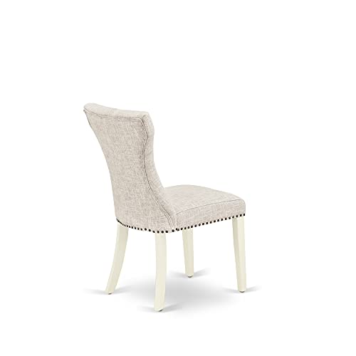 7 Piece Rectangle Dining Table with 6 Doeskin Linen Fabric Upholstered Chairs K963
