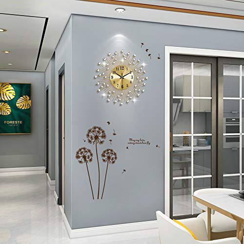 24Inch Round Crystal Black Silent Wall Clock W78029