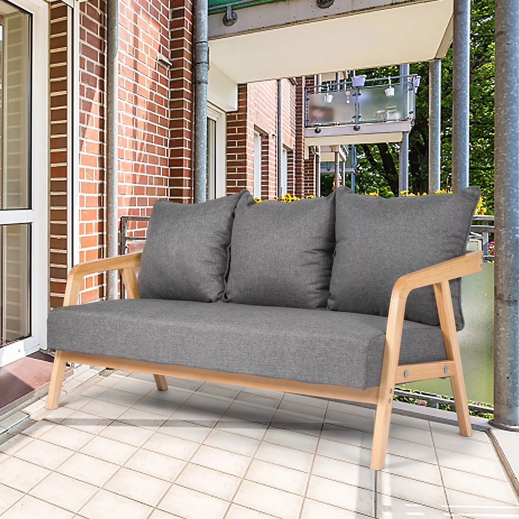 Grey Upholstered Sofa with Wooden Frame R737740