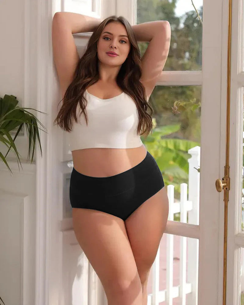 High-Waisted Full Coverage Cotton Briefs 4 Pack V237