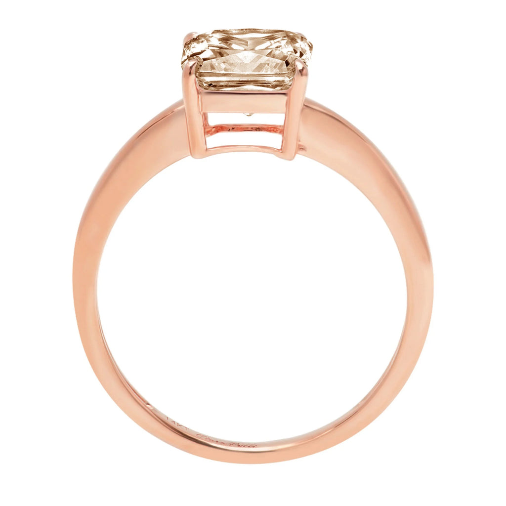 2.0ct Asscher Cut Brown Champagne Simulated Diamond 18k Pink Rose Gold Ring Size 3.5 M196197