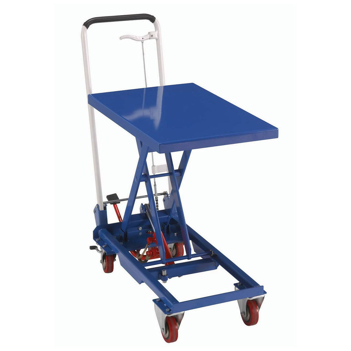 Mobile Scissor Lift Table with Folding Handle, 27 x 17 Platform, 330 lb. Capacity T89219
