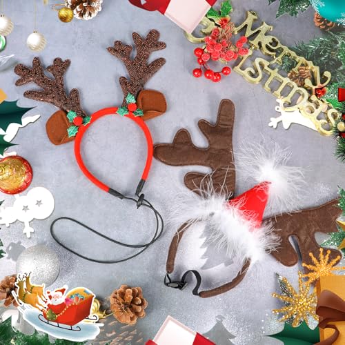2 Pack Dog Christmas Antlers Headbands U3937