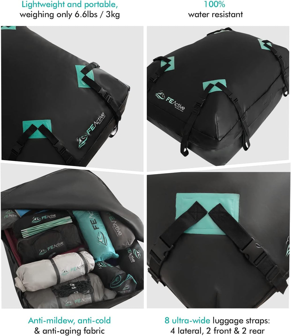 Waterproof 15 Cubic ft. Rooftop Cargo Carrier with Straps I3532