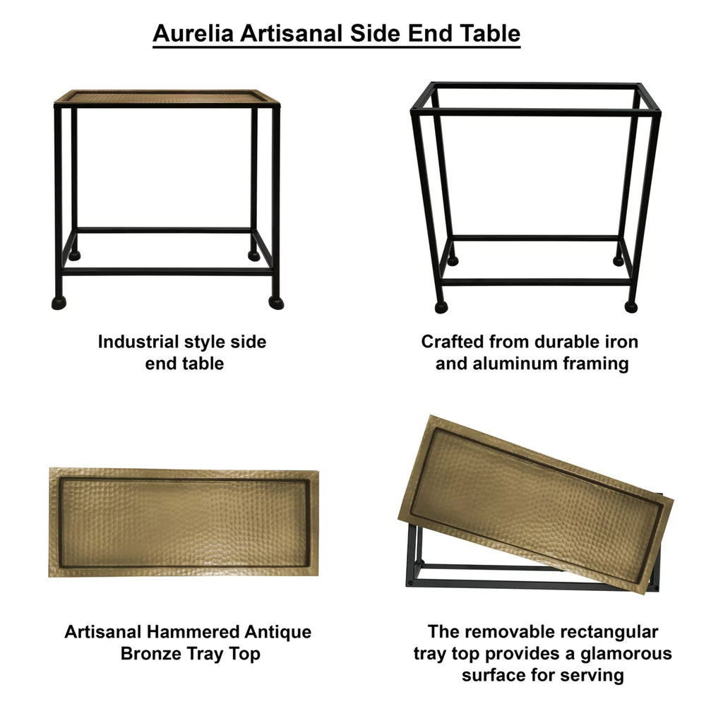 20 Inch Antique Bronze Side End Table M6664