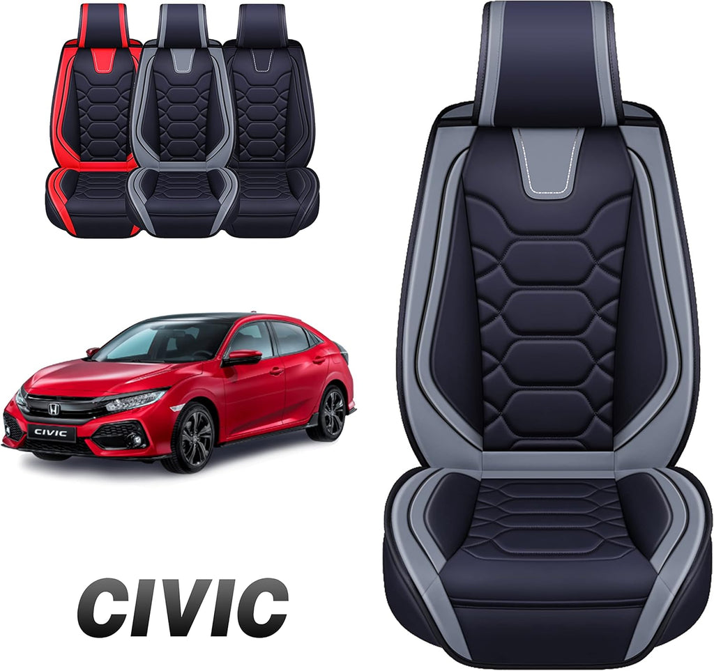 Black Leather Seat Covers Full Set V104