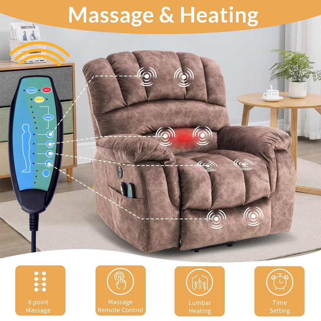 Large Power Lift Recliner with Massage and Heat T328916