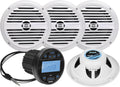 Weatherproof Marine Gauge Receiver and Speaker Package, Bluetooth, USB, AM/FM Tuner, 6.5 Inch 2-Way Speakers x 4 K36673