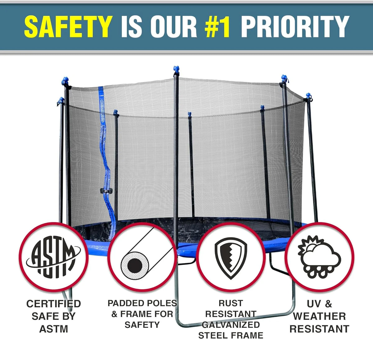 12ft Trampoline with UV Resistant Safety Enclosure, Blue B1898