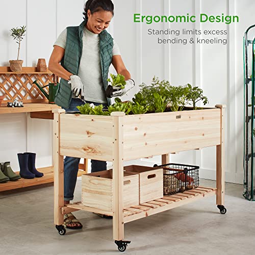 48x24x32-inch Mobile Elevated Wood Planter S488496