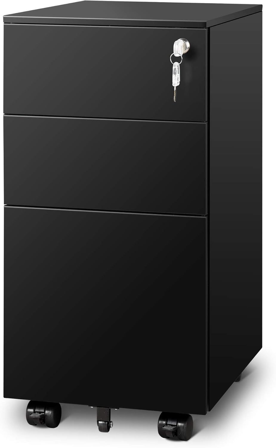 Black 3 Drawer Mobile File Cabinet Q757