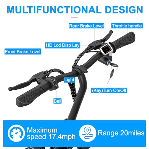 Black Electric Scooter with 3 Seats 350W Motor 14" Tire 20 Miles Range N334