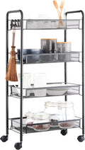 3-Tier Rolling Utility Storage Cart with Wheels, Black L530