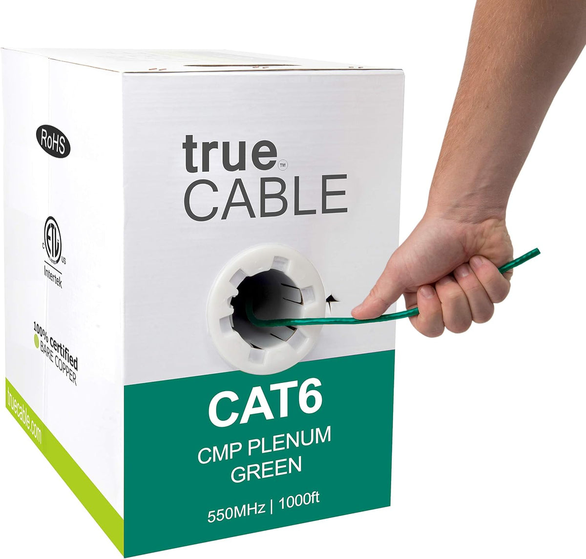 Cat6 Plenum 1000ft Yellow 23AWG 4 Pair Solid Bare Copper Bulk Ethernet Cable V281278