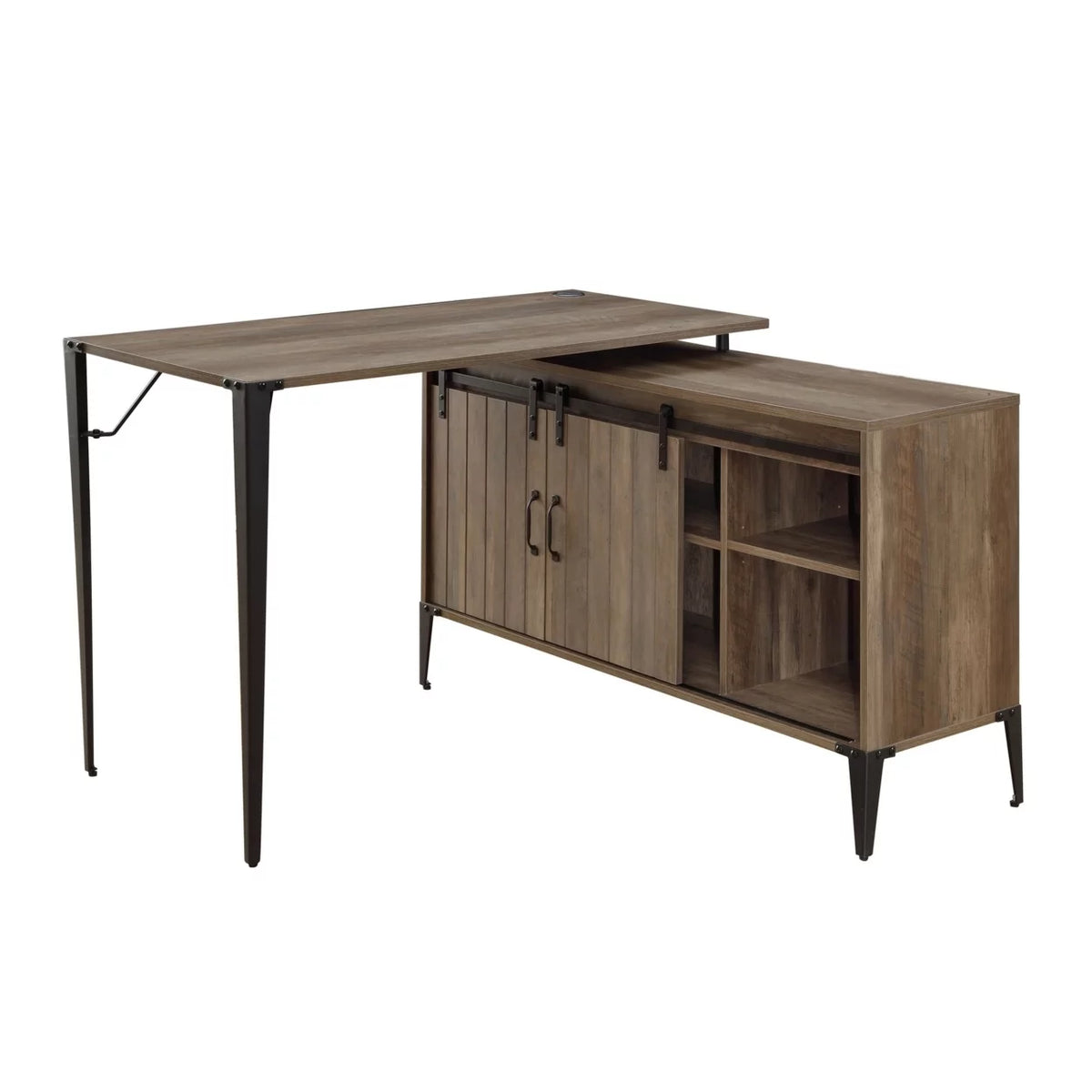 L Shaped Writing Desk with Sliding Barn Door V796153