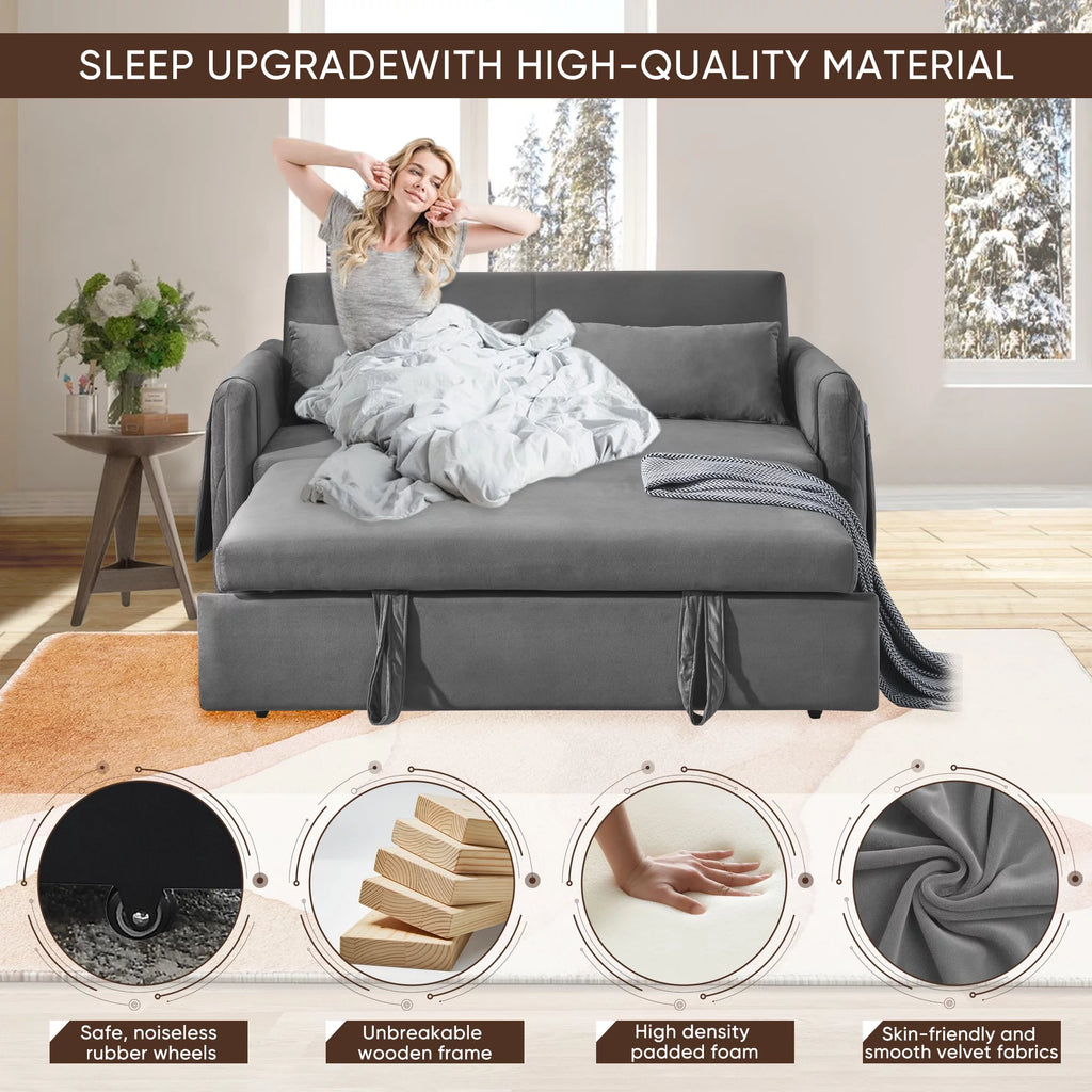 Gray 2-Seat Futon Sofa Bed Q2498