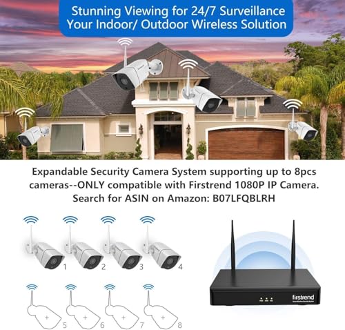 5MP 8 Camera Wireless Security Camera System with 8CH NVR 3TB Hard Drive Night Vision F9276