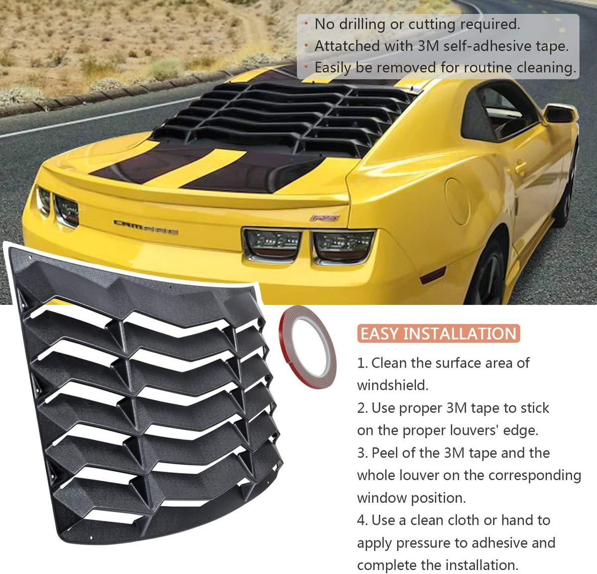 Matte Black ABS Window Louvers and Sunshade Covers S539