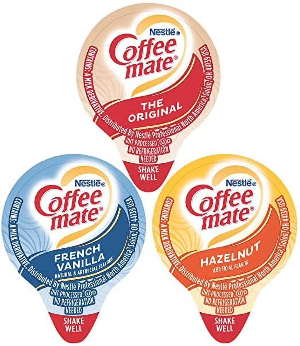 Coffee mate Liquid Creamer Singles Variety Pack, 3 Flavors x 60 ct, 180/Box F154381