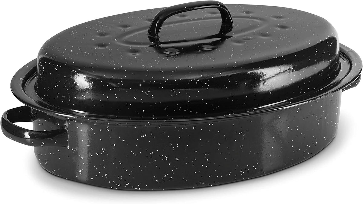 Black 15" Oval Roaster Pan With Lid R1457