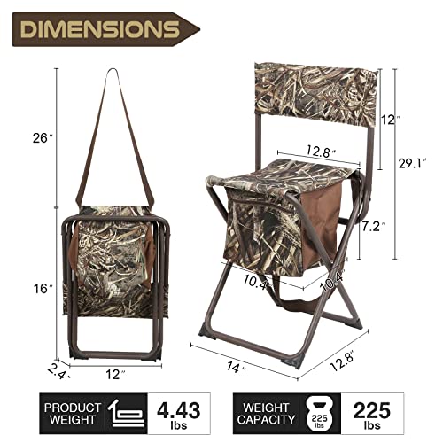 Camouflage Folding Seat Stool with Storage Pocket J297556