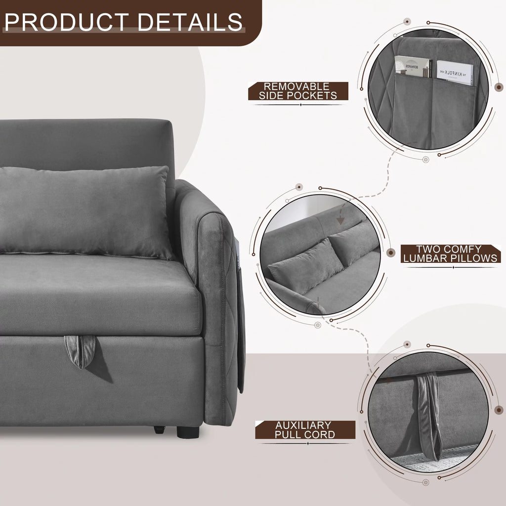 Gray 2-Seat Futon Sofa Bed Q2498