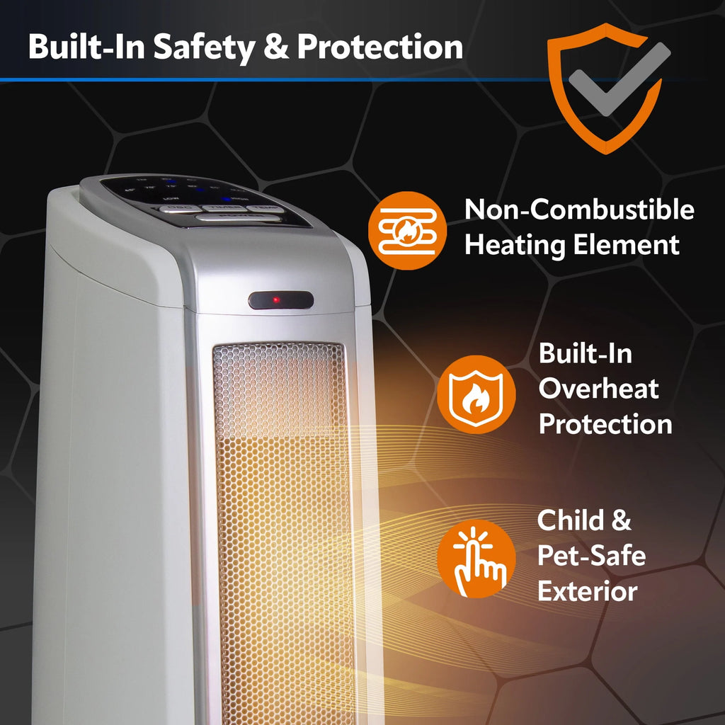 22.5 1500W Oscillating Ceramic Tower Electric Space Heater White N5112