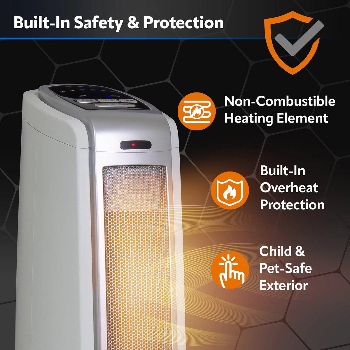 22.5 1500W Oscillating Ceramic Tower Electric Space Heater White N5112