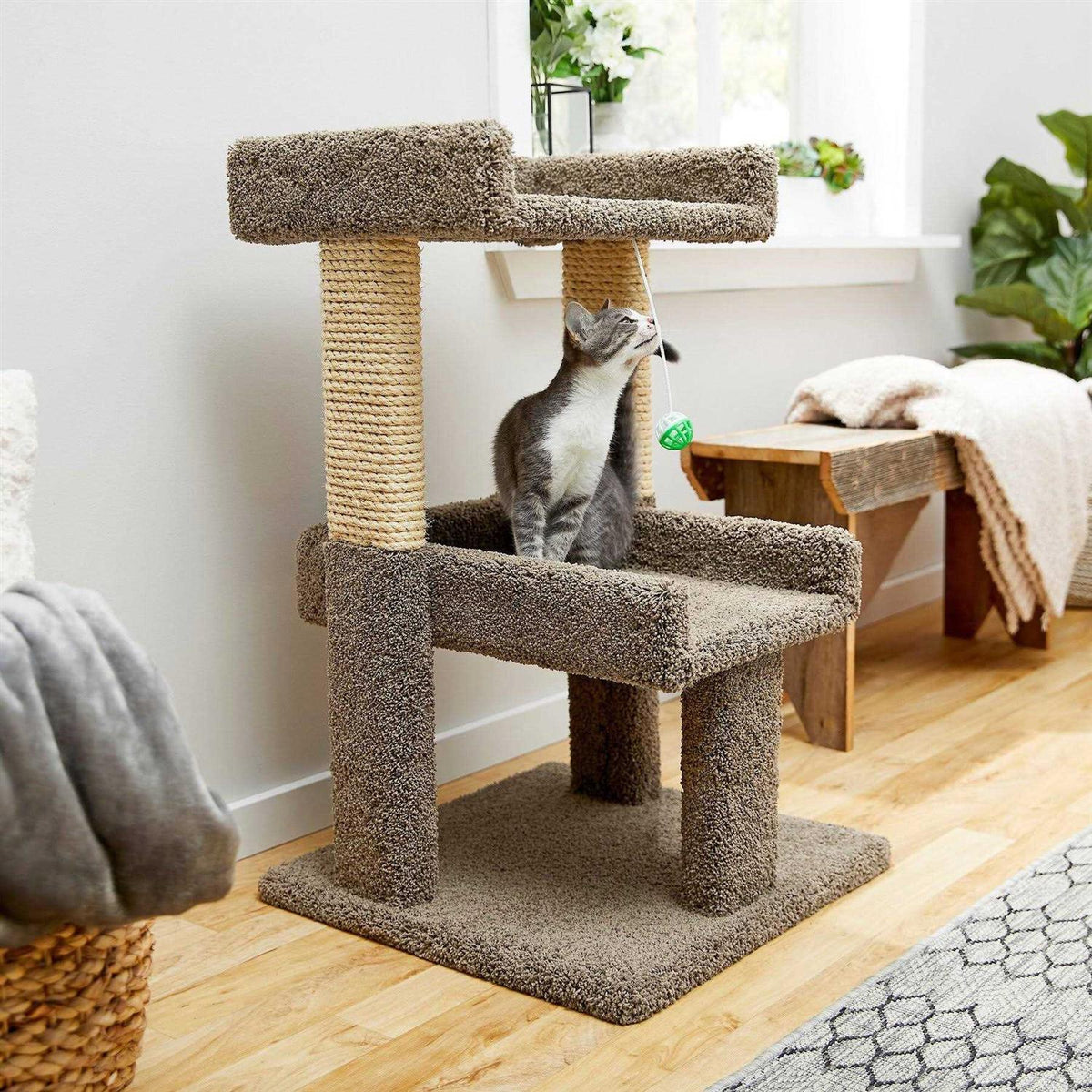 32-in Wooden Cat Tree with Toy L184