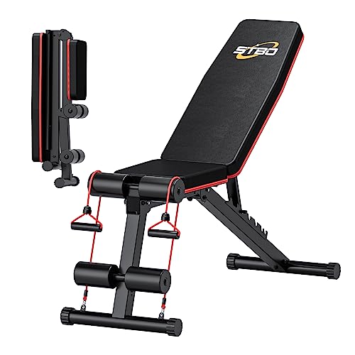 Adjustable Folding Incline Decline Weight Bench with Resistance Band U956139