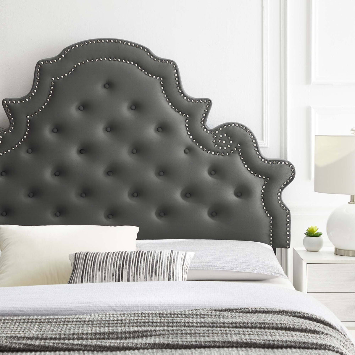 Twin Headboard Charcoal Velvet E96920