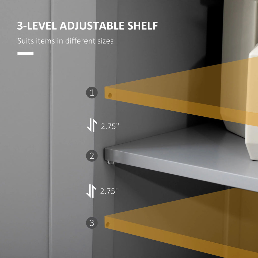 Grey Freestanding Bathroom Storage Cabinet with Drawer and Adjustable Shelf Q219