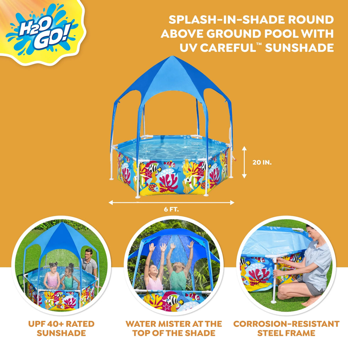 6' x 20 Round Above Ground Swimming Pool with Canopy M7748