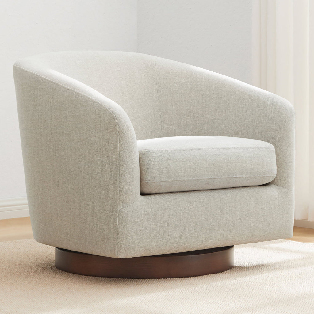 Ivory White Fabric Swivel Accent Chair G61836