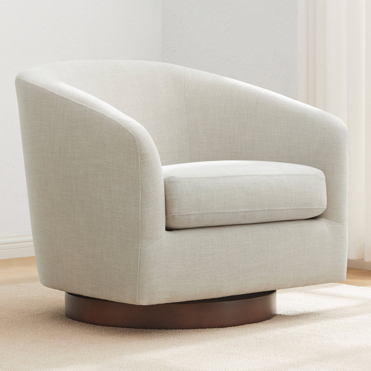 Ivory White Fabric Swivel Accent Chair G61836