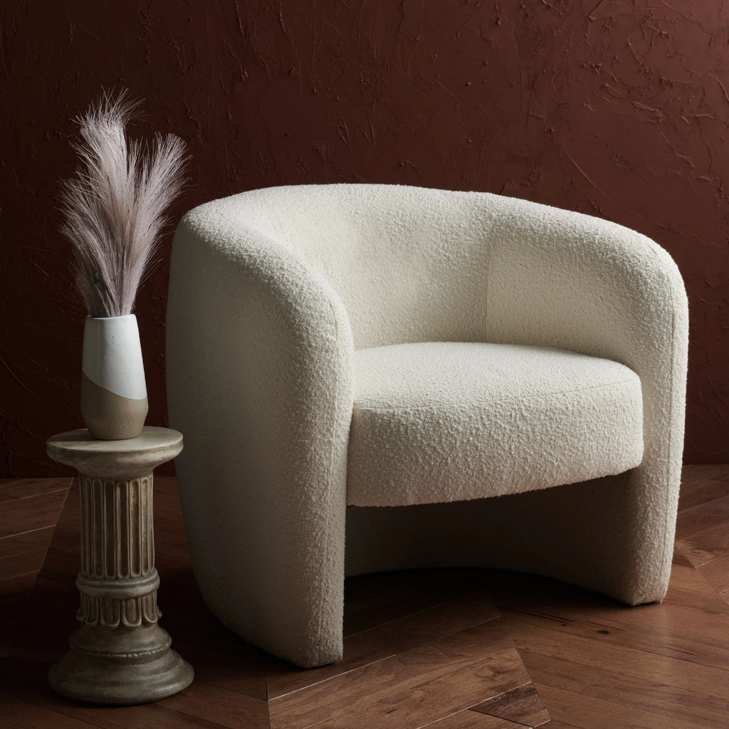 Ivory Boucle Accent Chair J2642